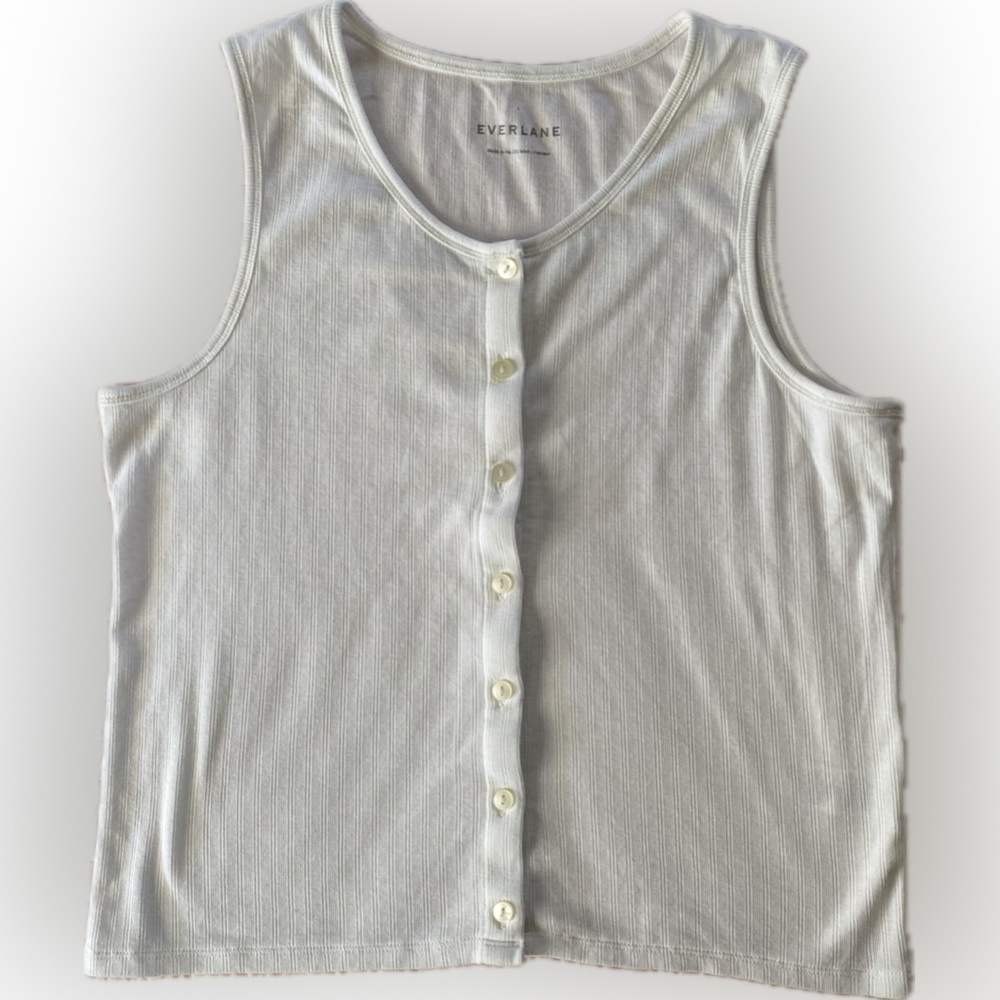 Everlane White Button Tank Top Large